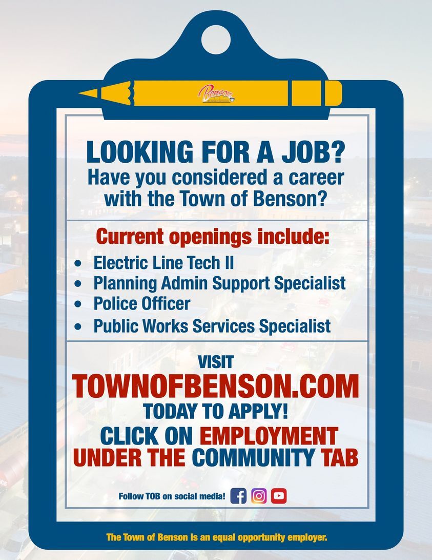 TOWN OF BENSON: Have Current Job Openings