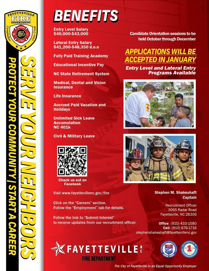 CITY OF FAYETTEVILLE FIRE DEPARTMENT: Hiring Full-time Firefighters