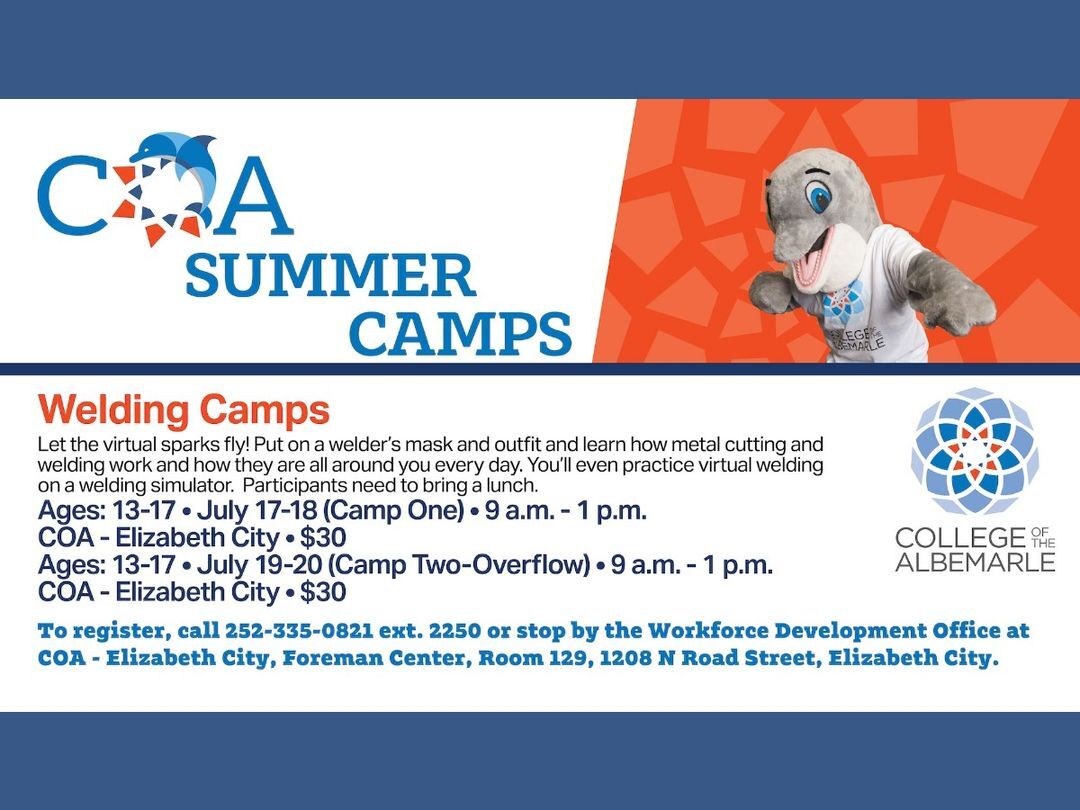 CITY OF ELIZABETH/PASQUOTANK COUNTY PARKS AND RECREATION DEPARTMENT: COA’s Summer Camps for “Welding Camps”