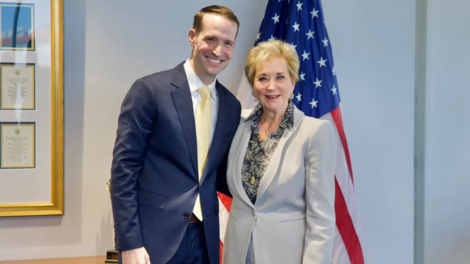 Linda McMahon (right), Secretary of Education