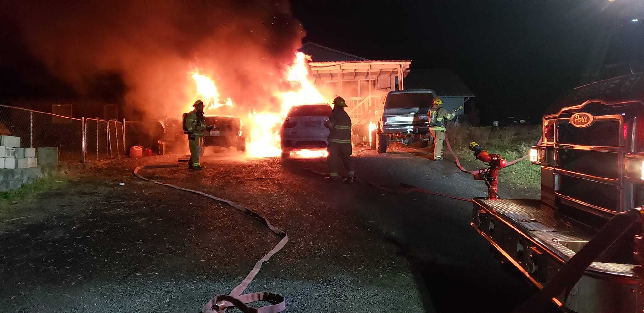 Asotin County Firefighters attacked a car fire that was threatening a home Saturday evening!