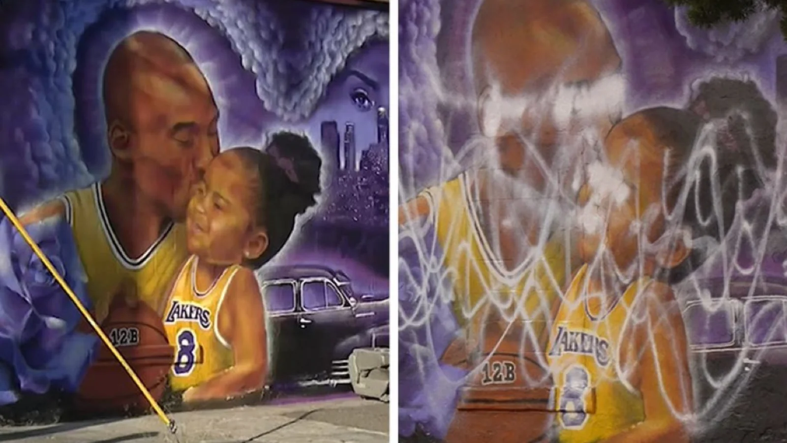 Anti-Trump rioters deface mural of Kobe Bryant and daughter