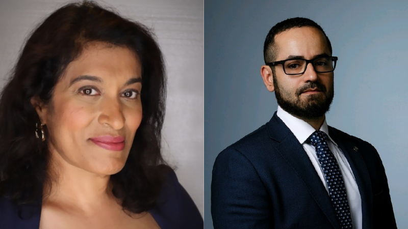 Crypto Council for Innovation CEO Sheila Warren (left) and Binance's Tigran Gambaryan (right)