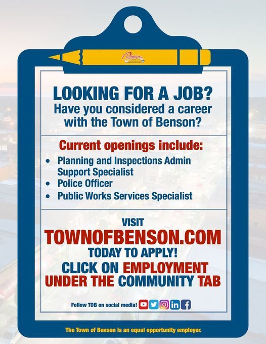 TOWN OF BENSON: Job Opportunities