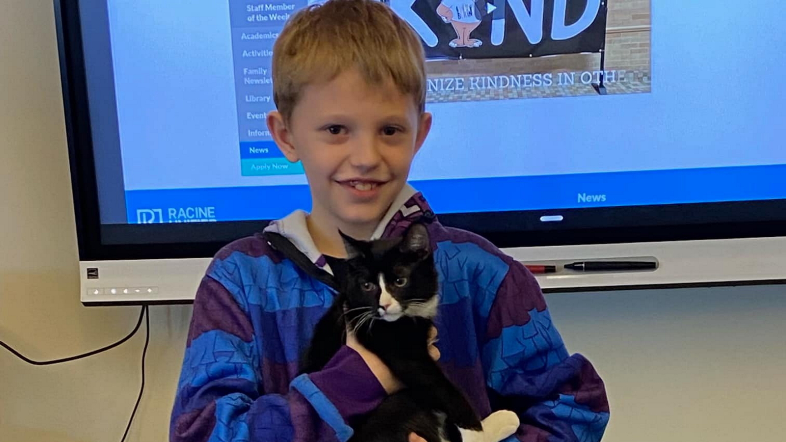 ‘I was really grateful’: Racine police officer gifts boy with a pet cat after house fire