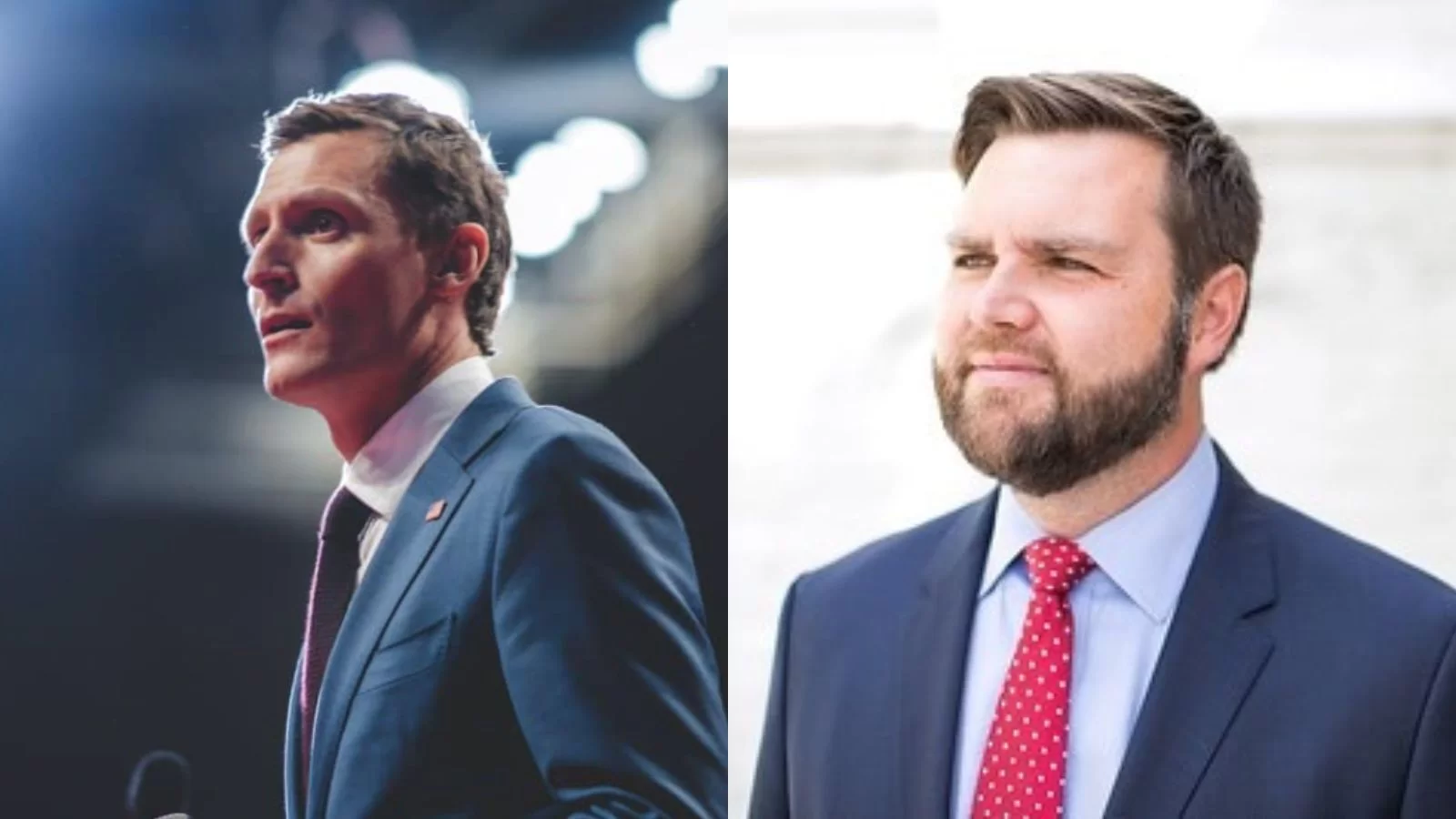 Blake Masters (R), candidate for Ariz. 8th Congressional District, left, and U.S. Sen. J.D. Vance (R-Ohio)