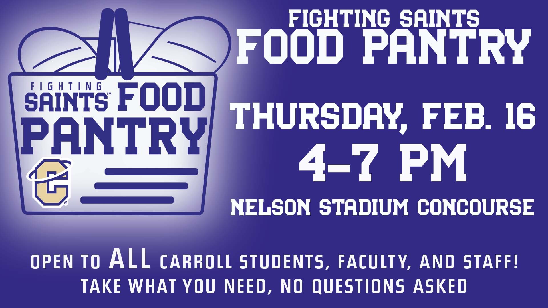 Fighting Saints Food Pantry on Feb 16