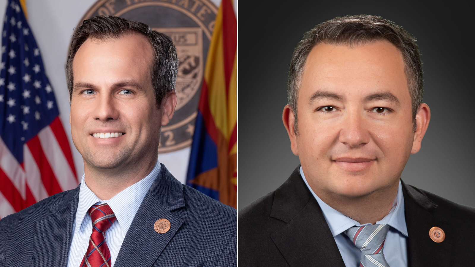 Arizona Senate President Warren Petersen (R-12), left, and House Speaker Ben Toma (R-27)