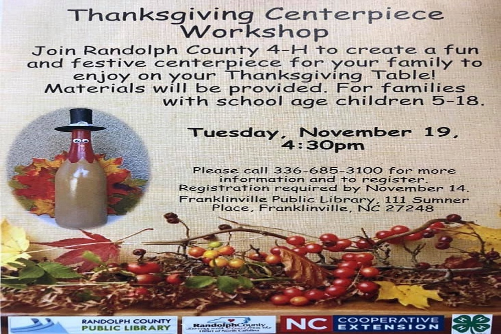 TOWN OF FRANKLINVILLE: Thanksgiving Centerpiece Workshop to be Held November 19