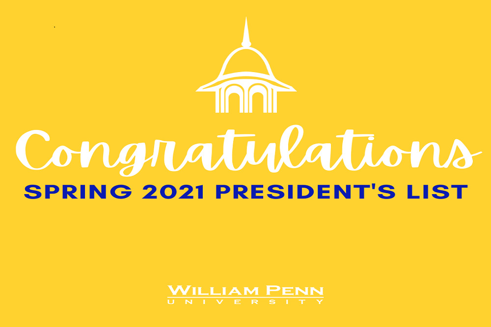 WILLIAM PENN UNIVERSITY: William Penn University Announces Spring 2021 President’s List
