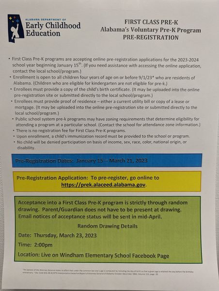 Pre-Registration for the 2023-2024 - Windham Elementary School