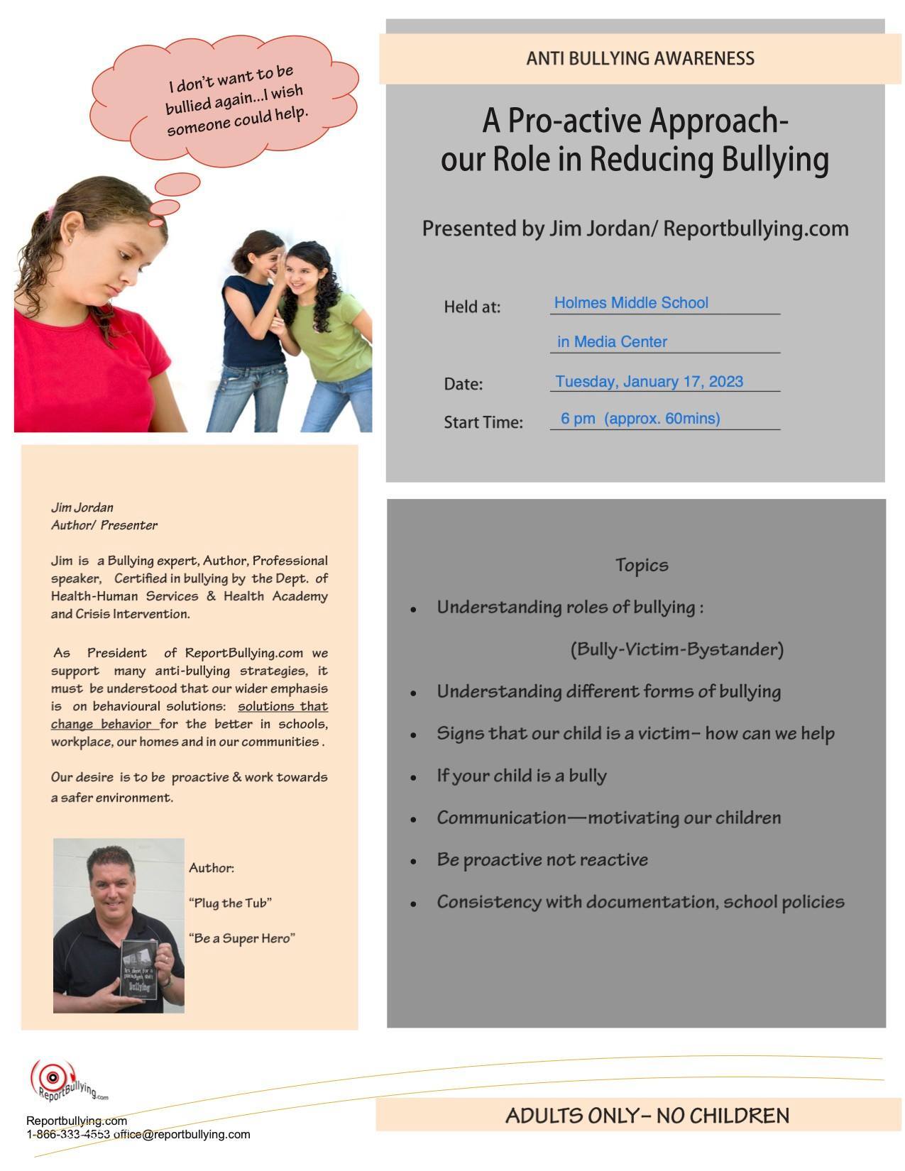 ROCKINGHAM COUNTY SCHOOLS: Anti-Bullying Program for Parents on January 17th ROCKINGHAM COUNTY SCHOOLS: Anti-Bullying Program for Parents on January 17th