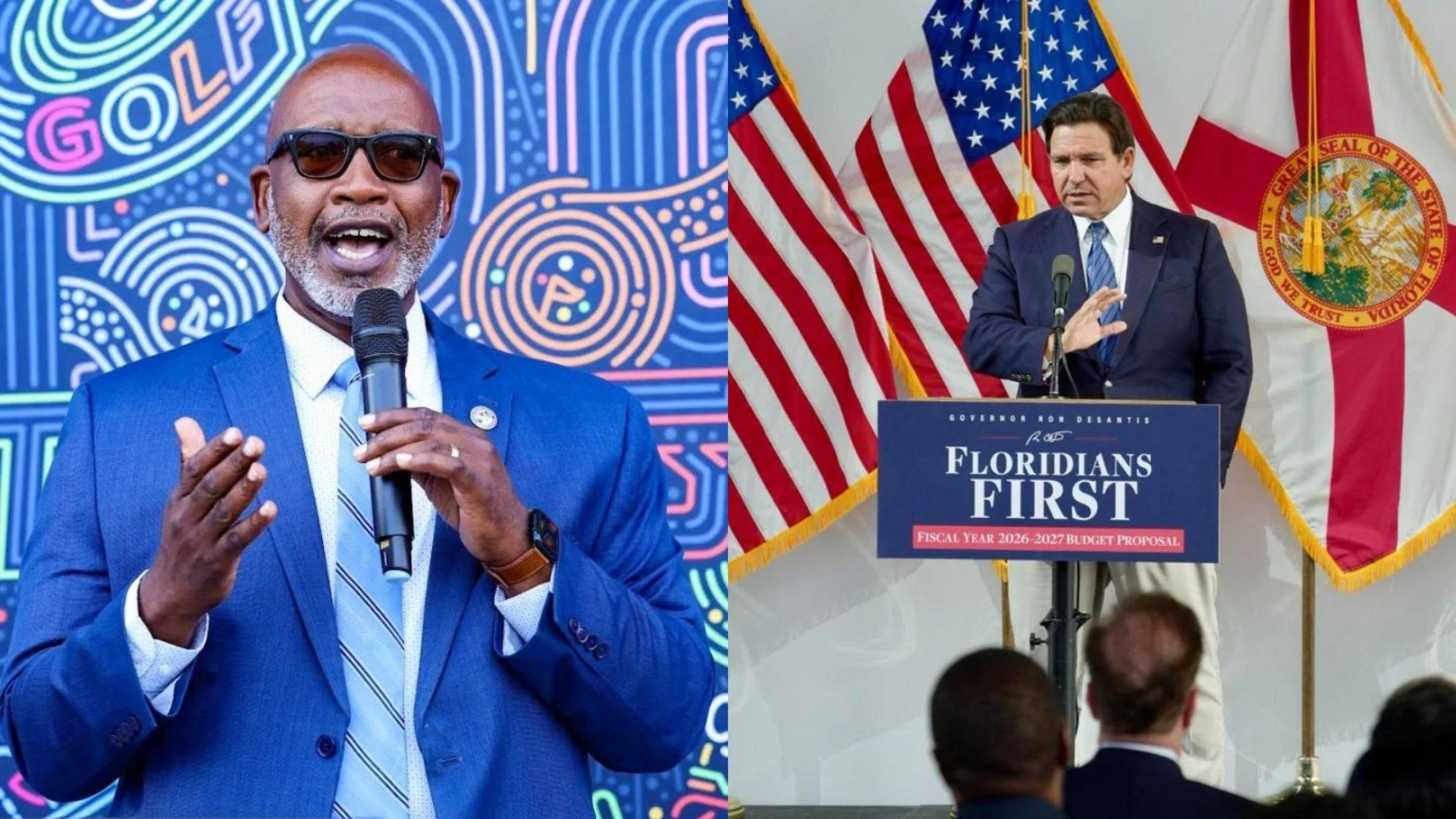 St. Petersburg Mayor Ken Welch (left), Gov. Ron DeSantis (right) St. Petersburg Mayor Ken Welch (left), Gov. Ron DeSantis (right)