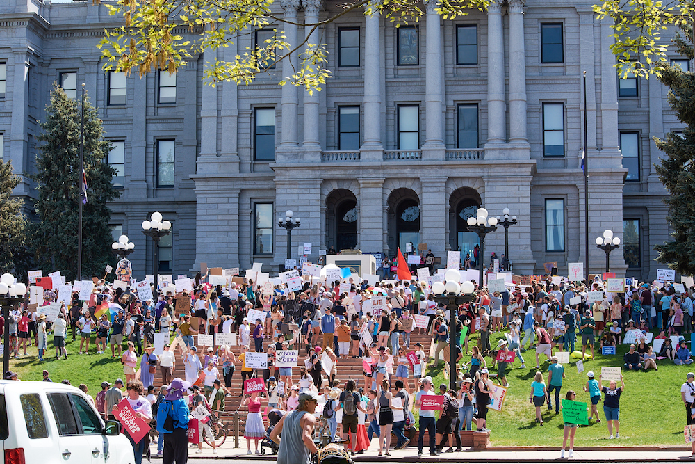 People gather for abortion rights rally at Colorado Capitol in Denver