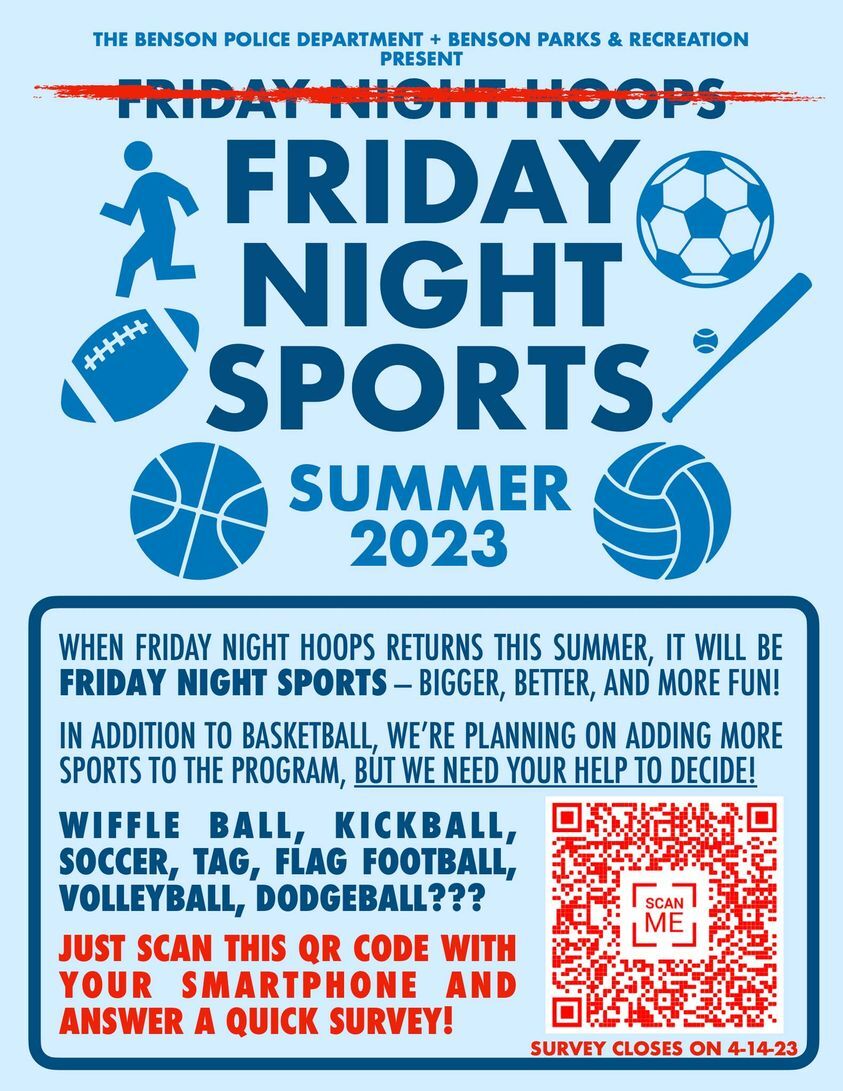 TOWN OF BENSON PARKS AND RECREATION DEPARTMENT: Friday Night Hoops returns this summer TOWN OF BENSON PARKS AND RECREATION DEPARTMENT: Friday Night Hoops returns this summer
