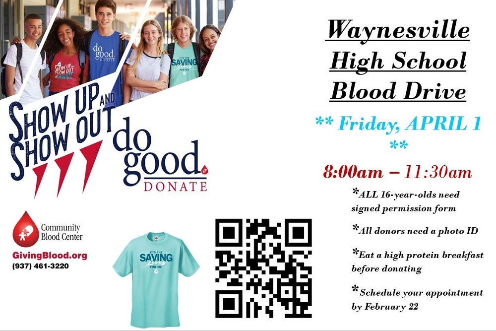 Wayne Local School District: Waynesville High School Blood Drive- April 1