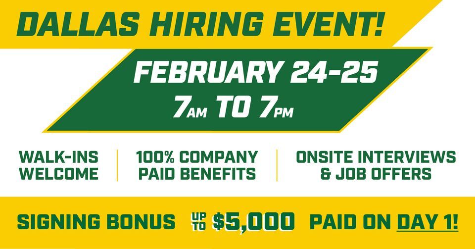 WE’RE HIRING!! Driver/Mechanic Hiring Event at ABF Dallas, TX service center! to be held Feb. 24, 2023