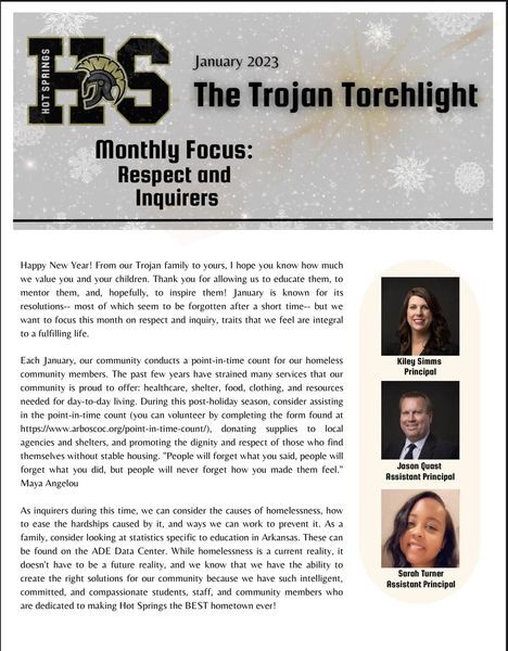 HOT SPRINGS WORLD CLASS HIGH SCHOOL: Trojan Torchlight HOT SPRINGS WORLD CLASS HIGH SCHOOL: Trojan Torchlight