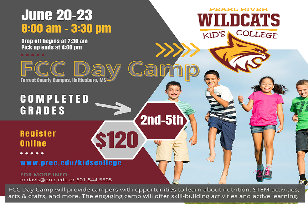 Pearl River Community College – We Still Have Spots Open for the Special PRCC Day Camp on the Forrest County Campus Pearl River Community College – We Still Have Spots Open for the Special PRCC Day Camp on the Forrest County Campus