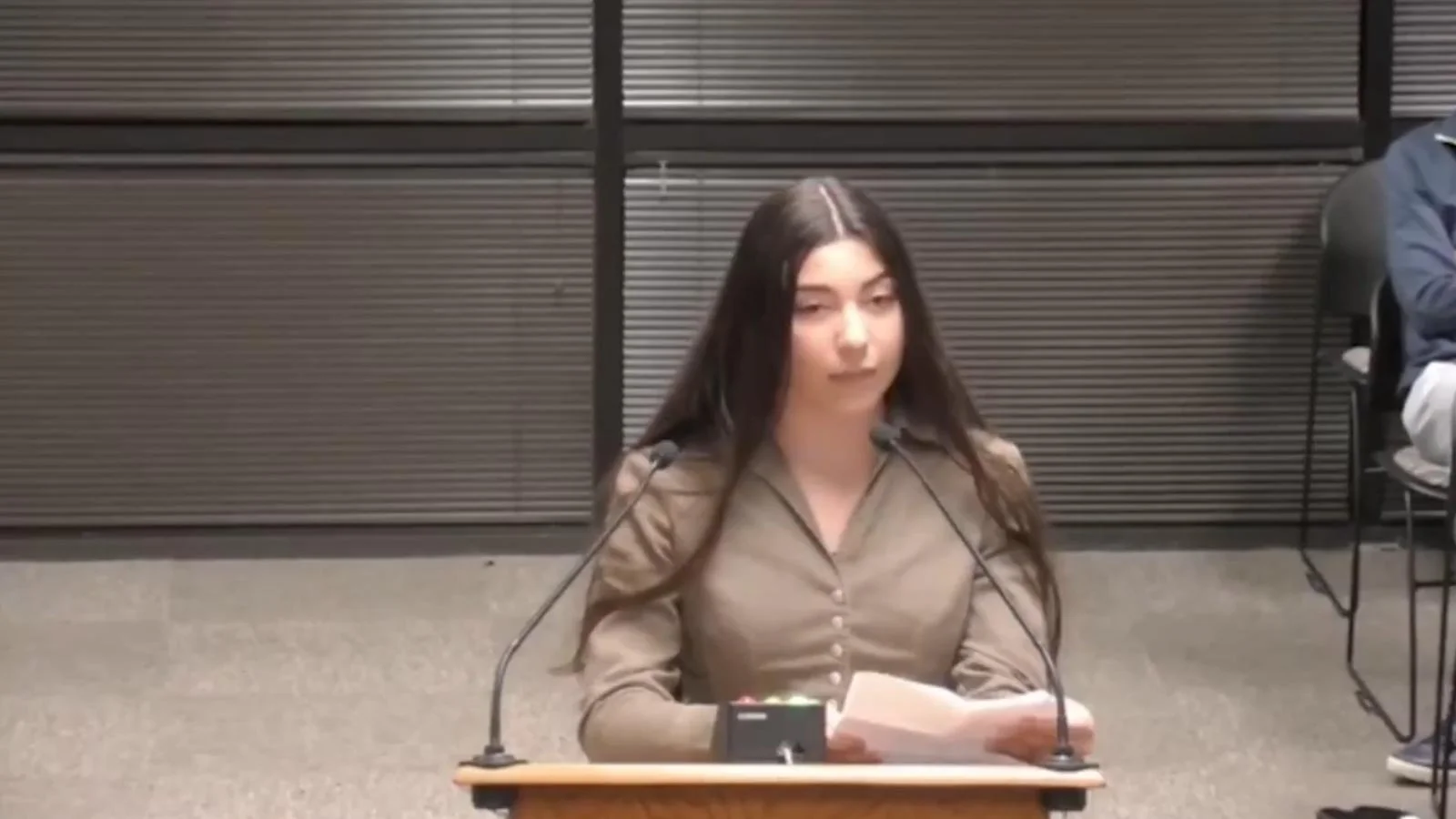 Lorena Benson, a 10th grader at Athens Drive High School speaks to the Wake County School Board