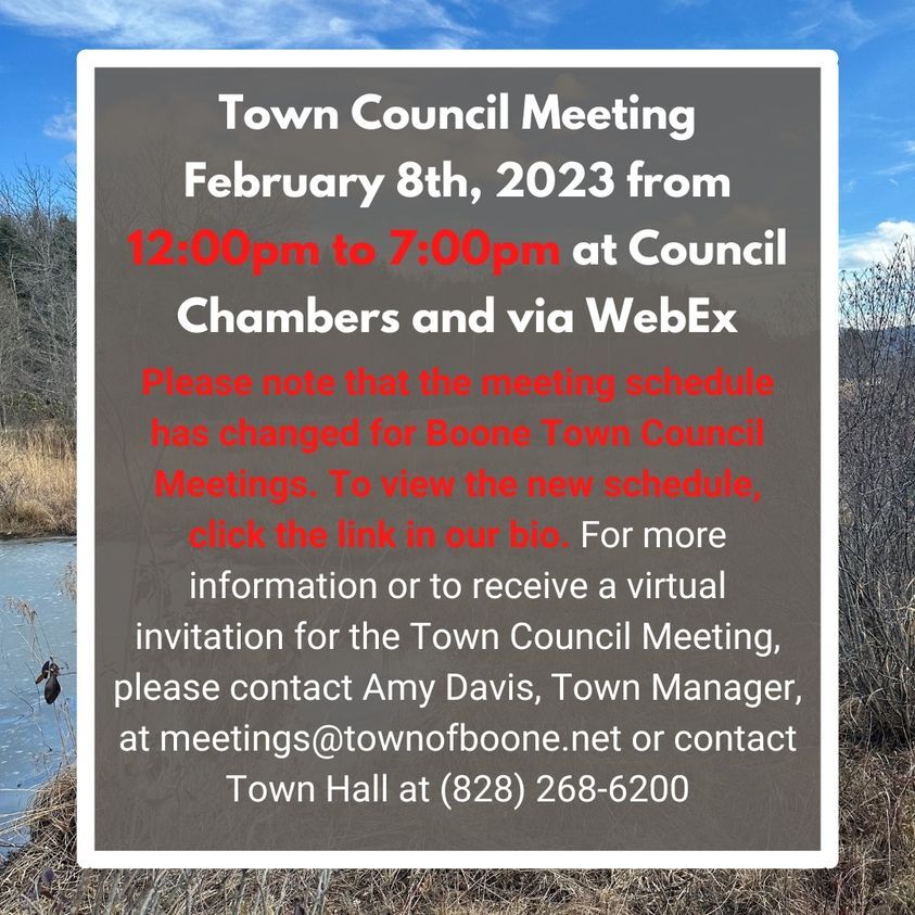 TOWN OF BOONE: Town Council Meeting February 8th, 2023