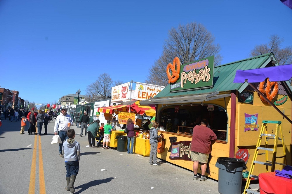 Vermont Maple Festival: VT Maple Festival Concession Stands on Main Street, St. Albans – April 22-24