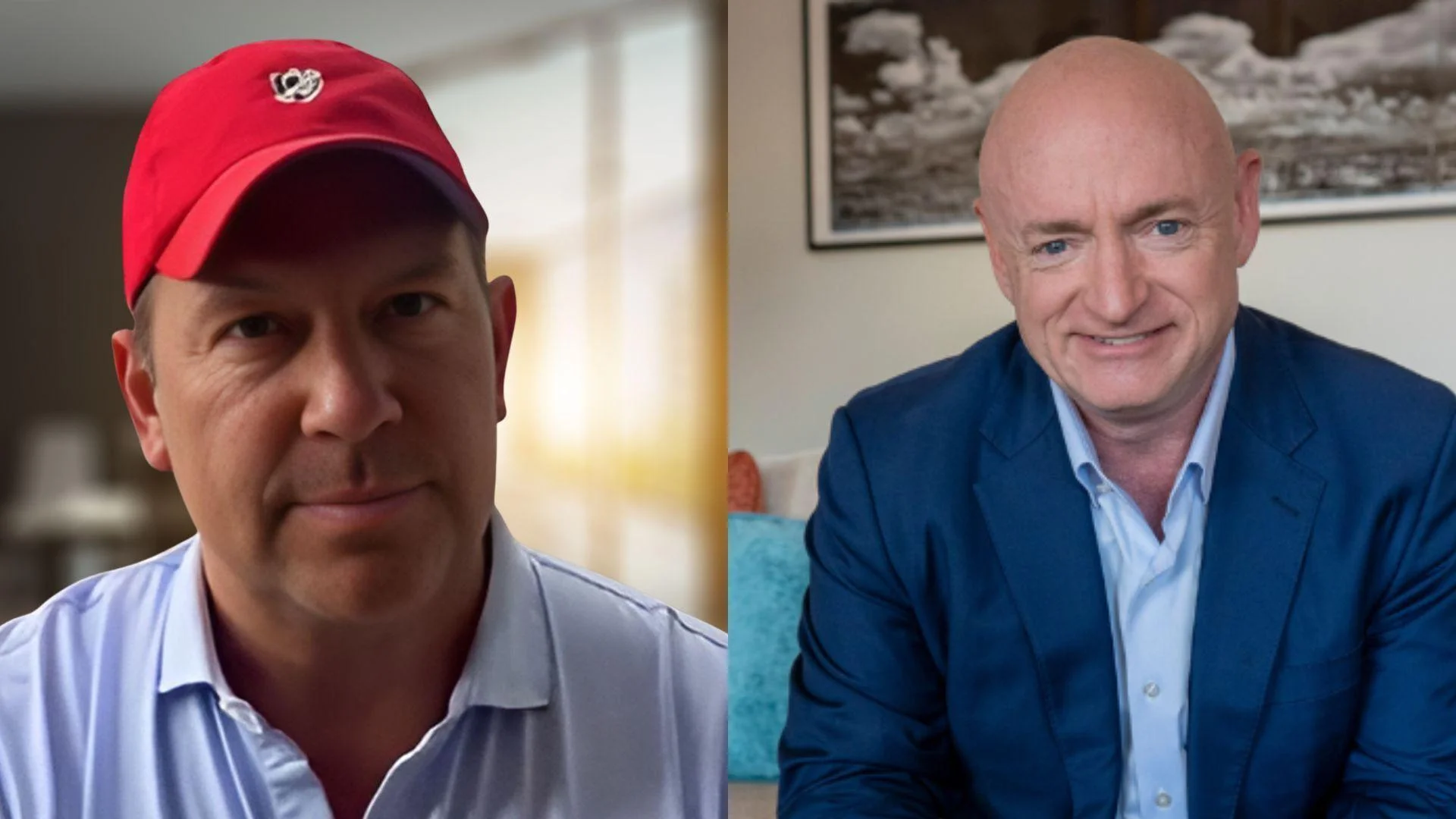 Steve Cortez, President of the League of American Workers (left) and U.S. Senator Mark Kelly (right)